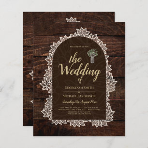 Budget Rustic Lace MasonJar Gypsophila Wedding INV