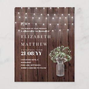 BUDGET Rustic Lights Mason Jar Gypsophila Invite