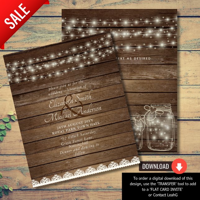 Budget Rustic Lights Mason Jars Lace Wood Wedding (Creator Uploaded)