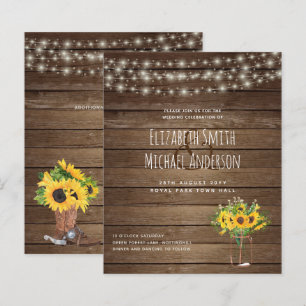 Budget Rustic Lights Mason Jars Sunflowers Wedding