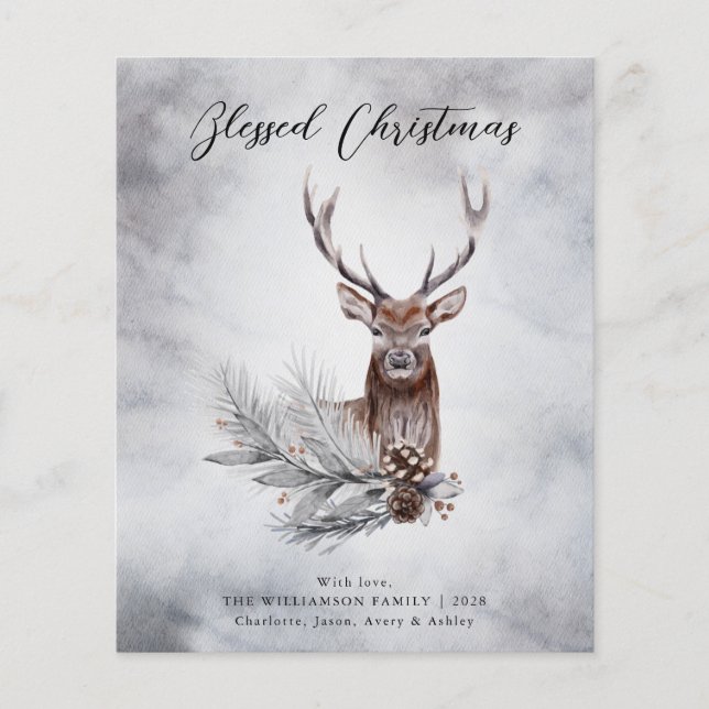 Budget Rustic Majestic Winter Deer Christmas Card  (Front)