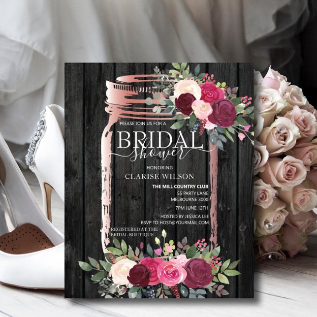 BUDGET Rustic Mason Jar Bridal Shower Invitation (Creator Uploaded)