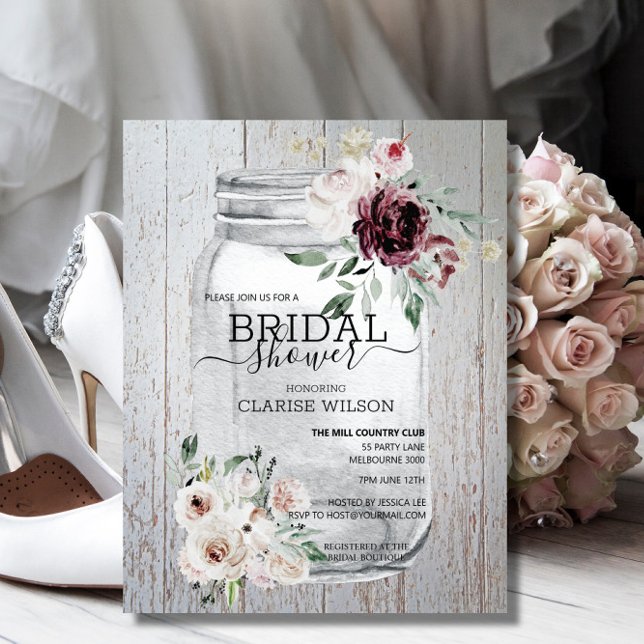 BUDGET Rustic Mason Jar Bridal Shower Invitation (Creator Uploaded)