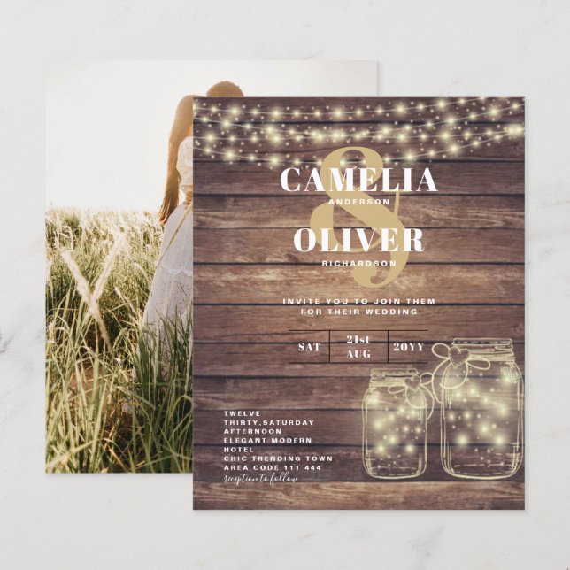 BUDGET Rustic Mason Jar Lights Wood WEDDING (Front/Back)