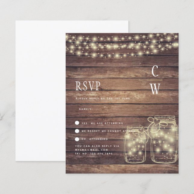 BUDGET Rustic Mason Jar Lights Wood WEDDING (Front/Back)