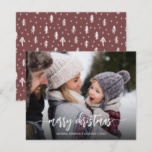 Budget Rustic Modern Merry Christmas Photo Card