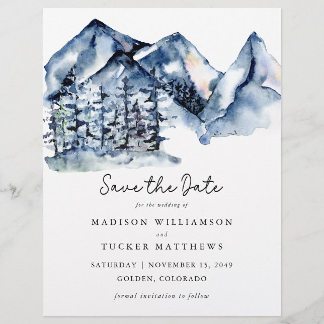 Budget Rustic Mountain Photo Save the Date  Flyer (Front)