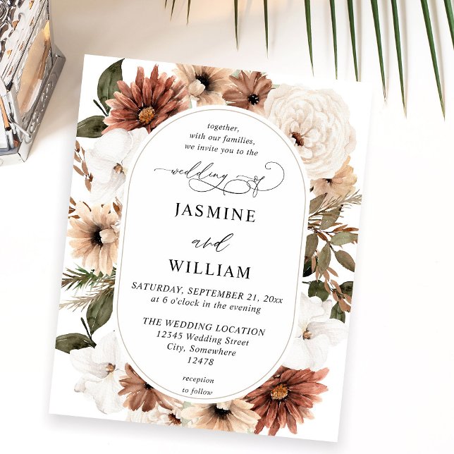 Budget Rustic Neutral Boho Floral Wedding Flyer (Creator Uploaded)