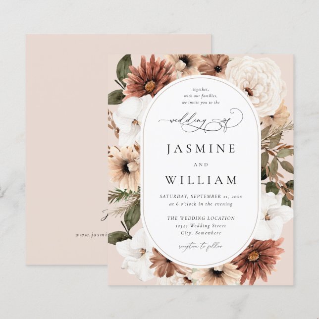 Budget Rustic Neutral Boho Floral Wedding S2 - BG (Front/Back)
