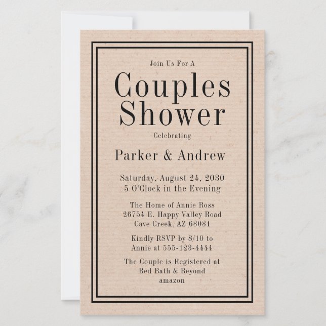 Budget Rustic Photo Couples Shower (Front)