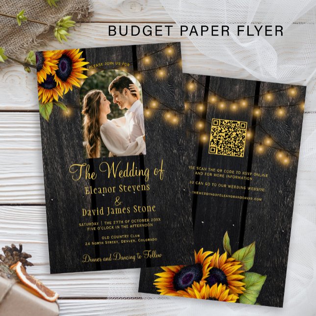 Budget rustic photo QR rsvp wedding invitation Flyer (Creator Uploaded)