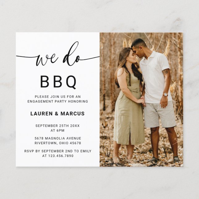 Budget Rustic Photo We Do BBQ Engagement Party Flyer (Front)