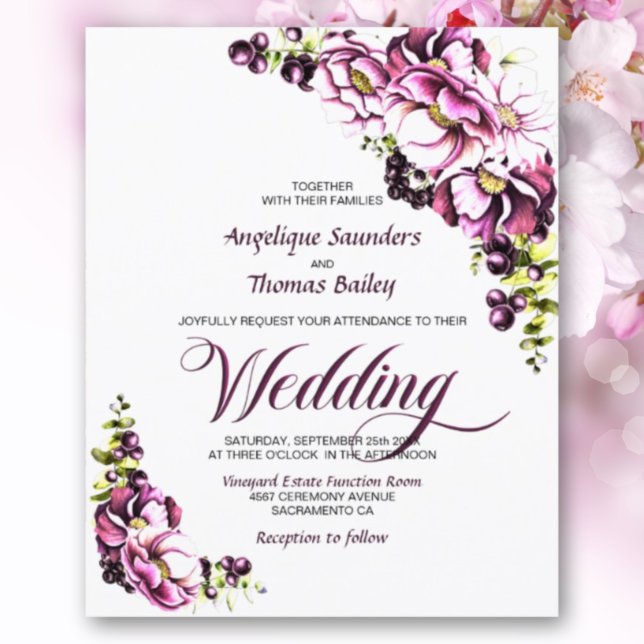 Budget Rustic Pink Floral Wedding Invitation (Creator Uploaded)