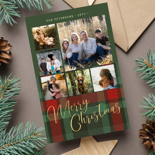 Budget rustic plaid photo collage Christmas 