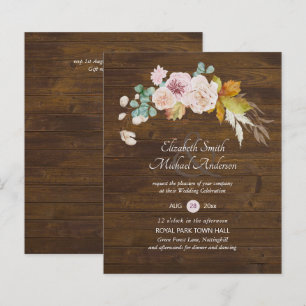 Budget Rustic Plum Blooms Ginger Wedding Invites