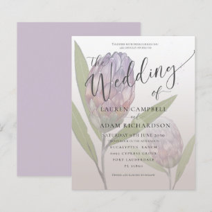 Budget Rustic Purple  Floral Wedding Invitation