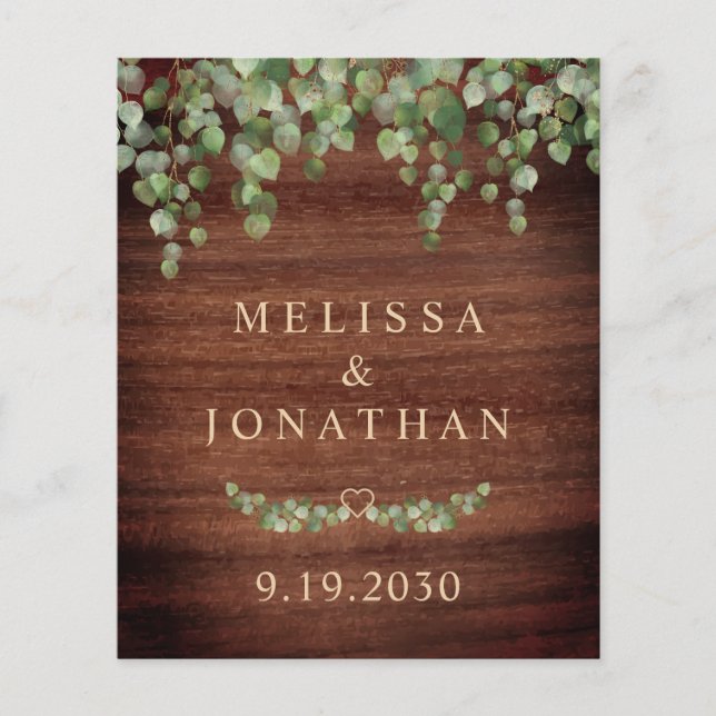 Budget Rustic QR Code Greenery Wedding Invitation (Front)