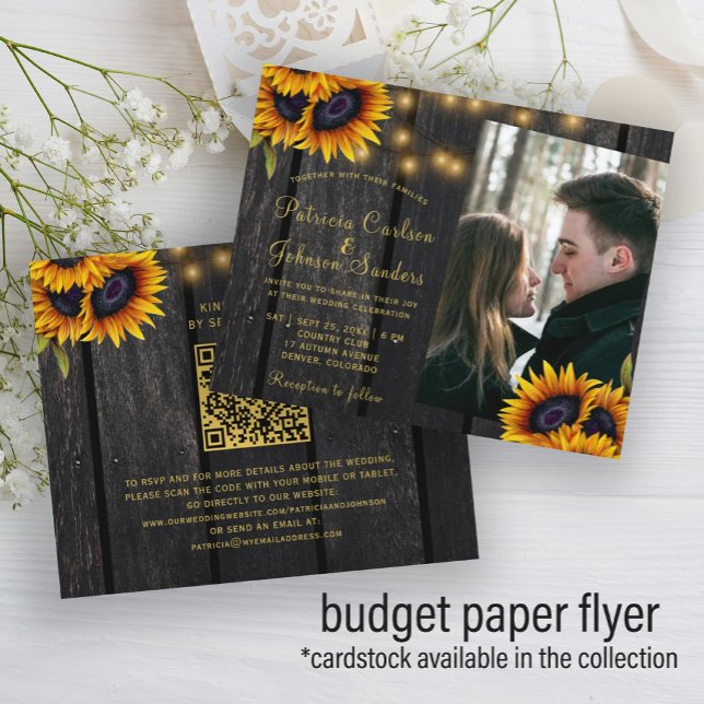 Budget rustic QR code photo wedding invitation Flyer (Creator Uploaded)