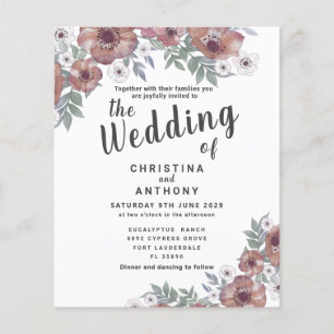 Budget Rustic Red Orange Wedding Invitation