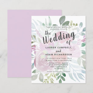 Budget Rustic Rose Dusty Pink Wedding Invitation