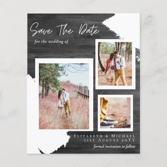 BUDGET RUSTIC SAVE the DATE Engagement Wood THIN Flyer (Front)