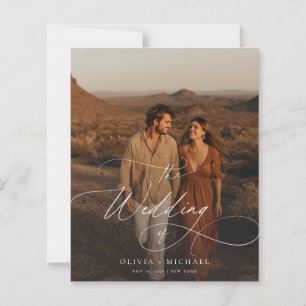 Budget Rustic Script Boho Photo Wedding Invites