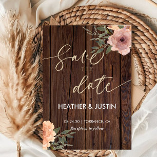 Budget Rustic Script String Lights & Lace Wedding Save The Date