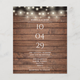 Budget Rustic String Light Date Wedding Invitation