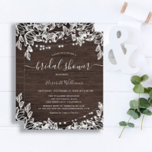 Budget Rustic String Lights  Bridal Shower Flyer
