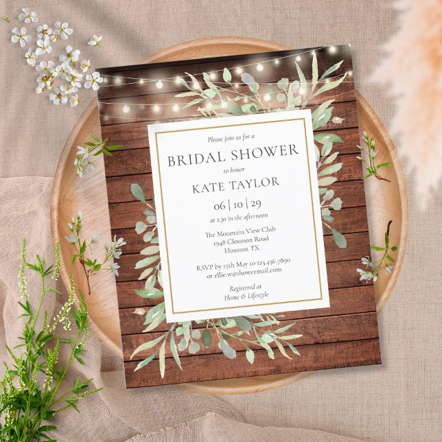Budget Rustic String Lights Bridal Shower Invite (Creator Uploaded)