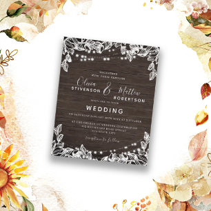 Budget Rustic String Lights  Wedding Invitation