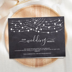 Budget Rustic String Lights Wedding QR Code RSVP Card