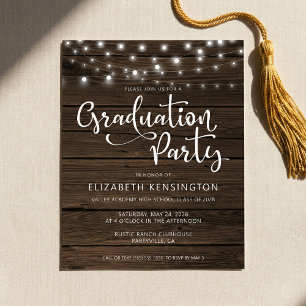 Budget Rustic String Lights Wood Graduation Party