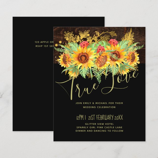 Budget Rustic Summer Sunflowers Floral Wedding  (Front/Back)
