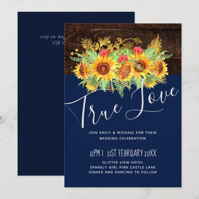 Budget Rustic Summer Sunflowers Floral Wedding  (Front/Back)