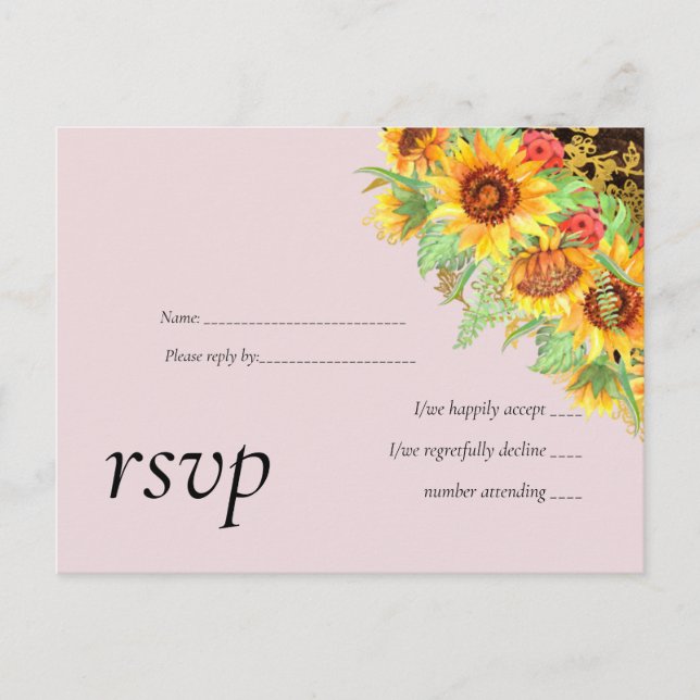 Budget Rustic Summer Sunflowers Floral Wedding  Invitation Postcard (Front)