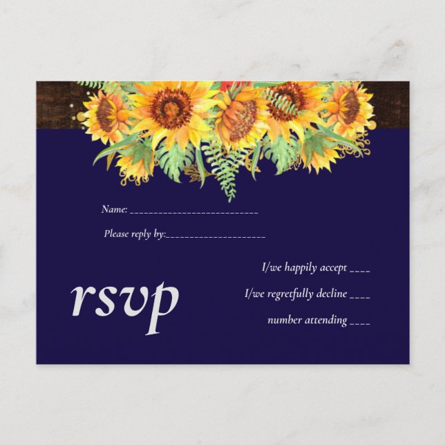 Budget Rustic Summer Sunflowers Floral Wedding  Invitation Postcard (Front)
