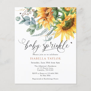Budget Rustic Sunflower Baby Shower Sprinkle Flyer