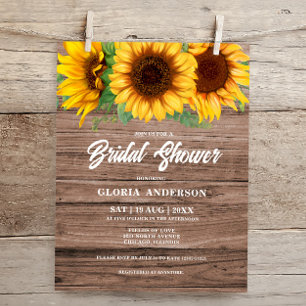 Budget Rustic Sunflower Bridal Shower Invitation