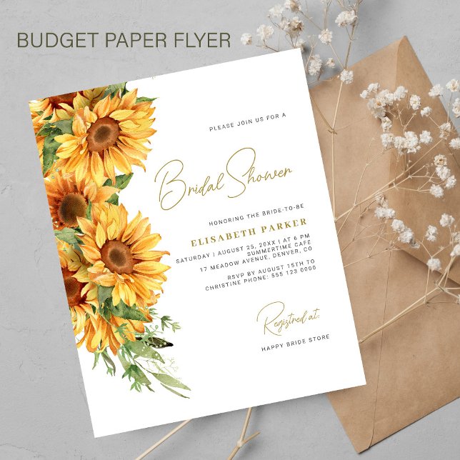 Budget rustic sunflower bridal shower invitation flyer (Creator Uploaded)