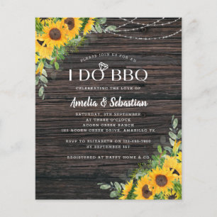 BUDGET Rustic Sunflower Eucalyptus I Do BBQ Invite