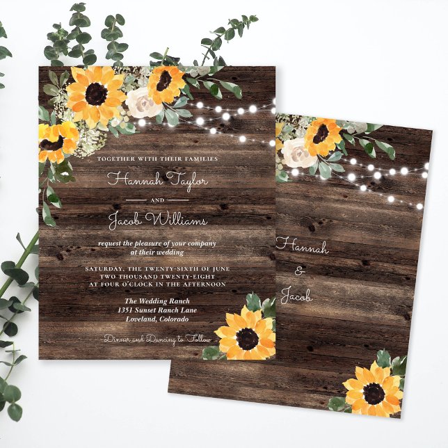 Budget Rustic Sunflower String Light Wedding (Creator Uploaded)