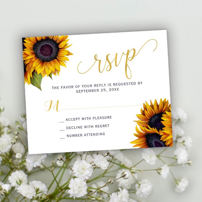 Budget rustic sunflower wedding RSVP card (Creator Uploaded)