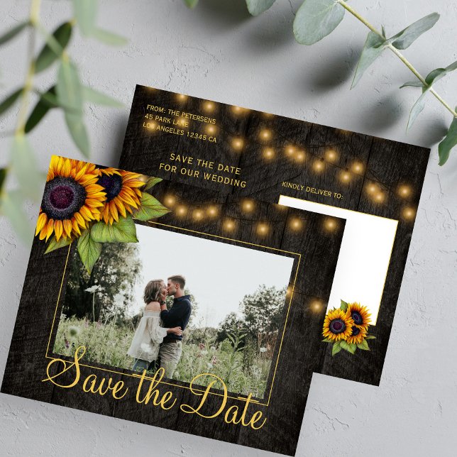 Budget rustic sunflower wedding save the date (Creator Uploaded)