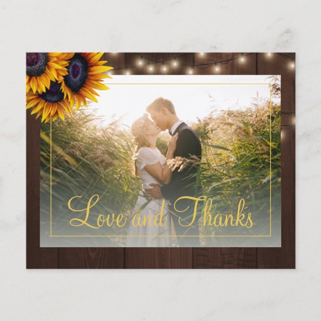 Budget rustic sunflower wedding thank you flyer (Front)