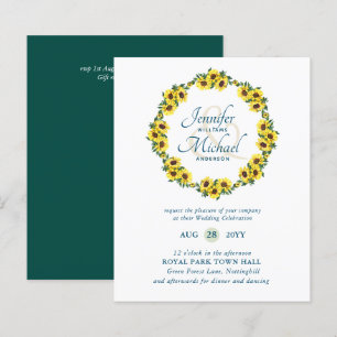 BUDGET Rustic Sunflower Wreath Wedding Invite