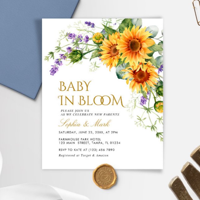 Budget Rustic Sunflowers Baby In Bloom Invitation (Creator Uploaded)