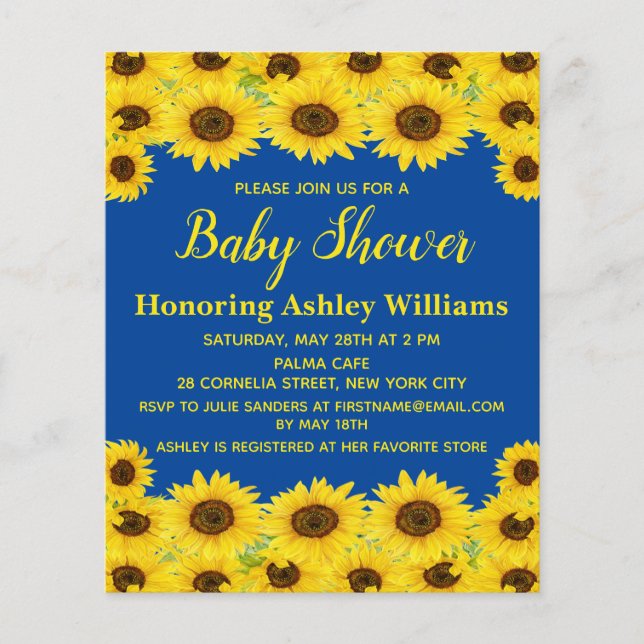 Budget Rustic Sunflowers Baby Shower Invitation (Front)