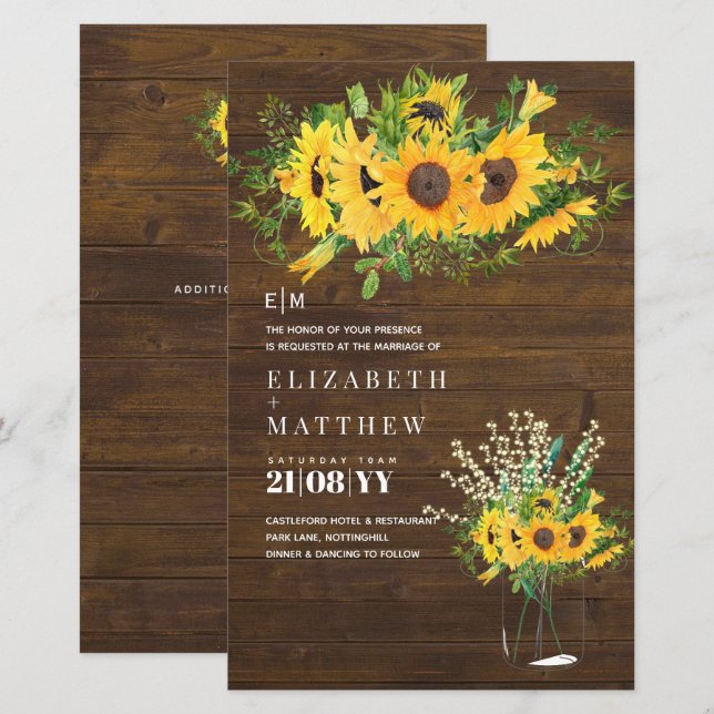 Budget Rustic Sunflowers Babys Breath Mason Jars (Front/Back)