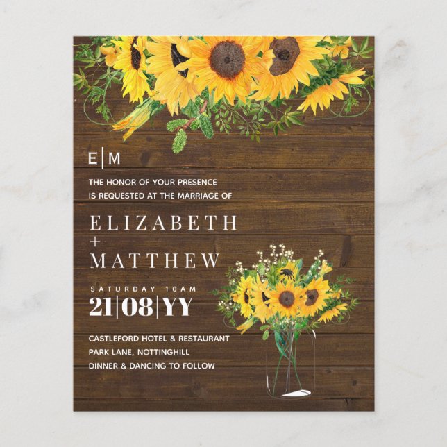 Budget Rustic Sunflowers Babys Breath Mason Jars (Front)